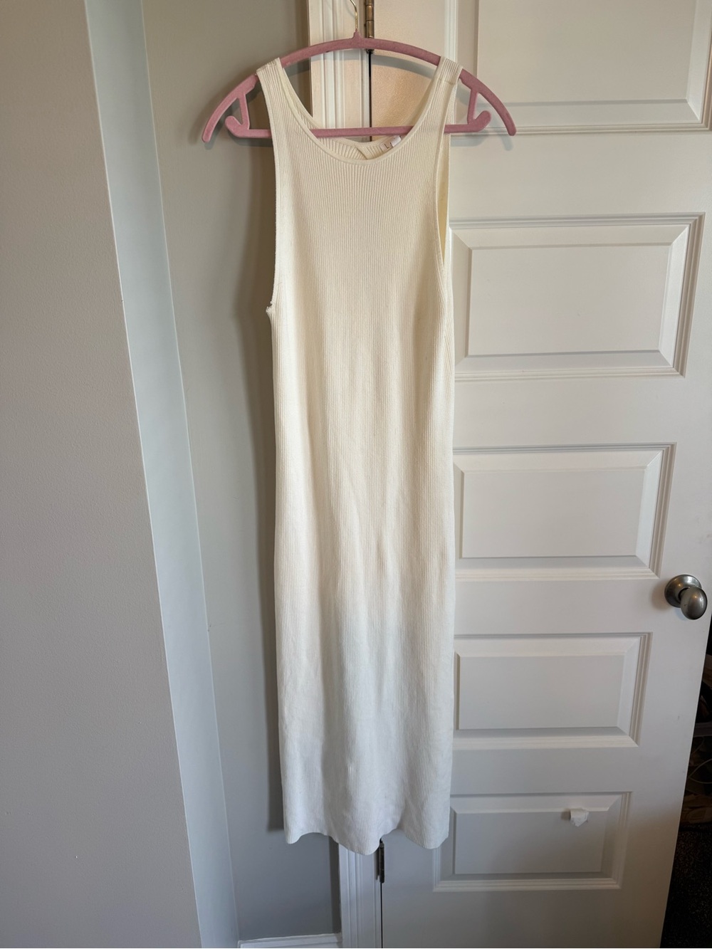 Leith Cream Ribbed Tank Maxi Dress